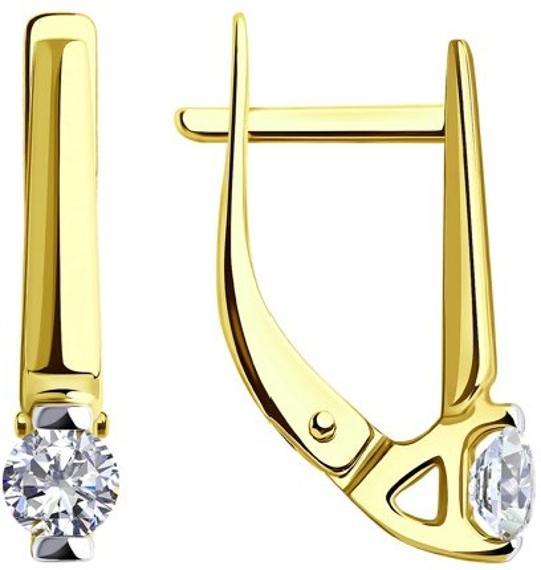 Серьги Diamant 53-120-00840-1 1.96 г золото, фианит